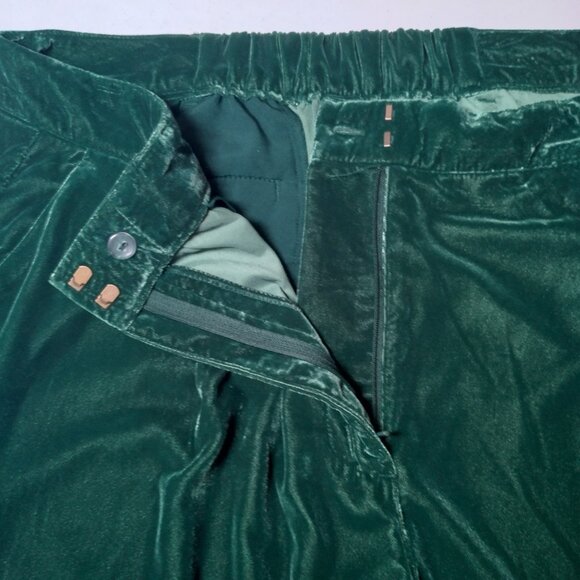 Old Navy Pants XL Taylor Wide Leg Trouser Extra High Rise Green Velour New - Picture 16 of 16